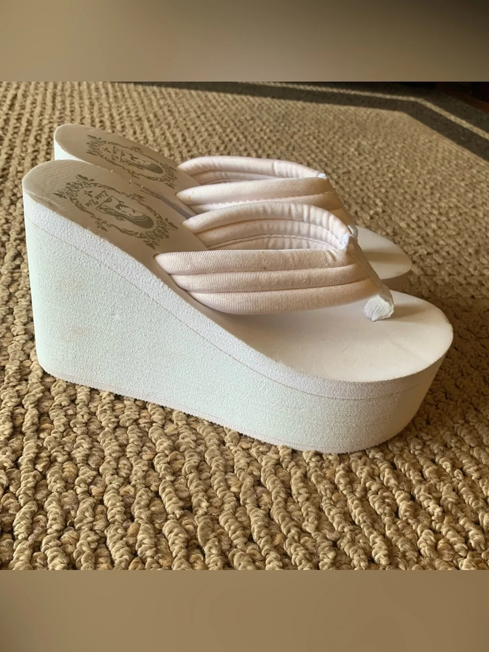 Women's White Platform Wedge Flip-Flops